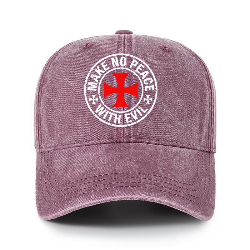 Heritage Washed Cap - Make No Peace with Evil Knight Templar Cross
