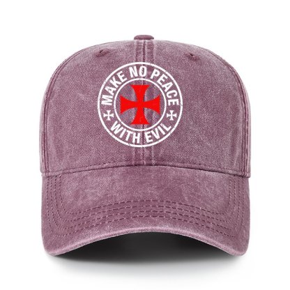 Heritage Washed Cap - Make No Peace with Evil Knight Templar Cross