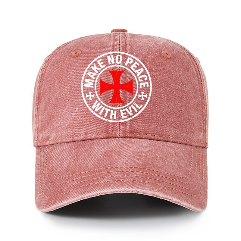 Heritage Washed Cap - Make No Peace with Evil Knight Templar Cross