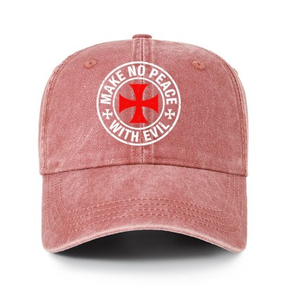 Heritage Washed Cap - Make No Peace with Evil Knight Templar Cross