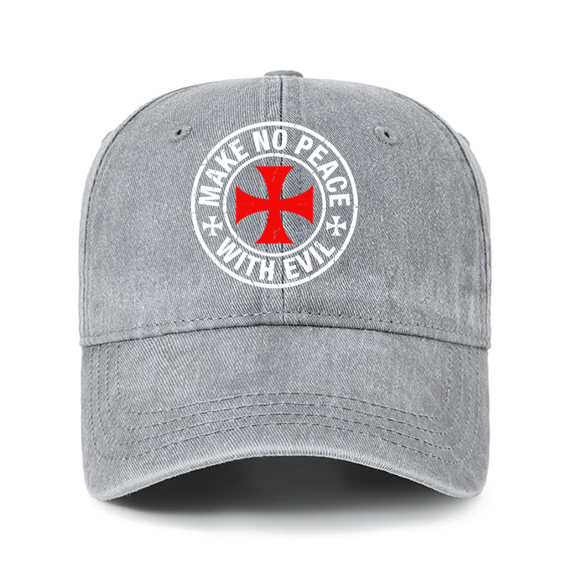 Heritage Washed Cap - Make No Peace with Evil Knight Templar Cross
