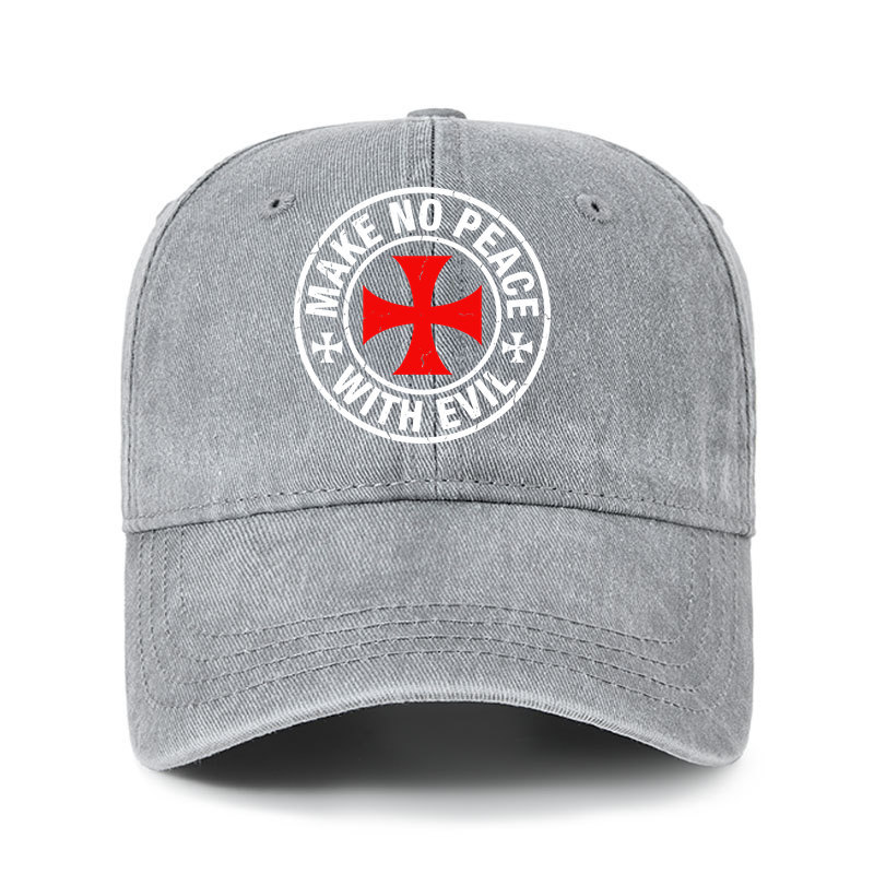 Heritage Washed Cap - Make No Peace with Evil Knight Templar Cross