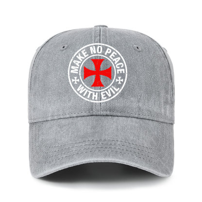 Heritage Washed Cap - Make No Peace with Evil Knight Templar Cross