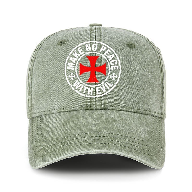 Heritage Washed Cap - Make No Peace with Evil Knight Templar Cross