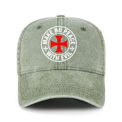 Heritage Washed Cap - Make No Peace with Evil Knight Templar Cross