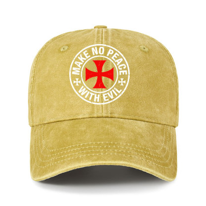 Heritage Washed Cap - Make No Peace with Evil Knight Templar Cross