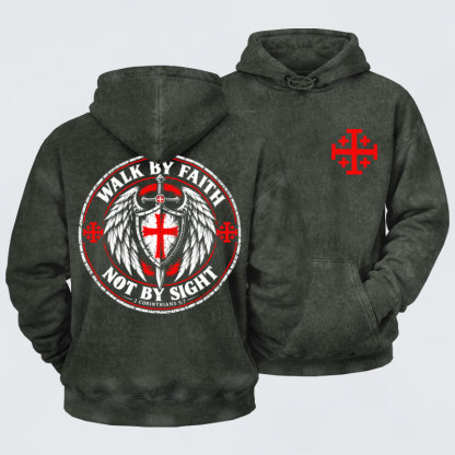 Washed Hoodie   Walk By Faith Not By Sight 2 Corinthians 5:7