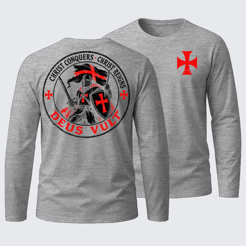 Long Sleeve Cotton Tee - Deus Vult
