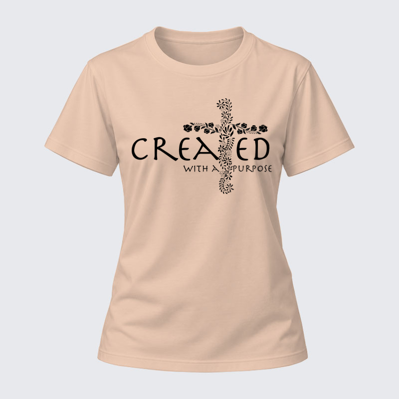 Women's T-shirts –Created with a Purpose Christian Cotton T-Shirt