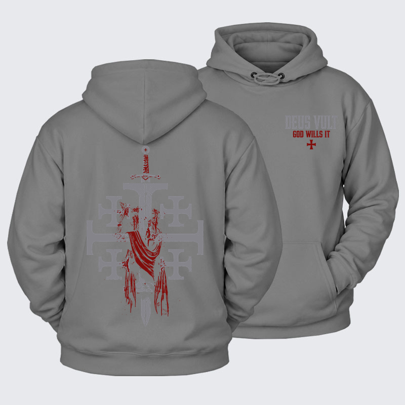 Plush Fleece-Lined Hoodie - Deus Vult: God Wills It