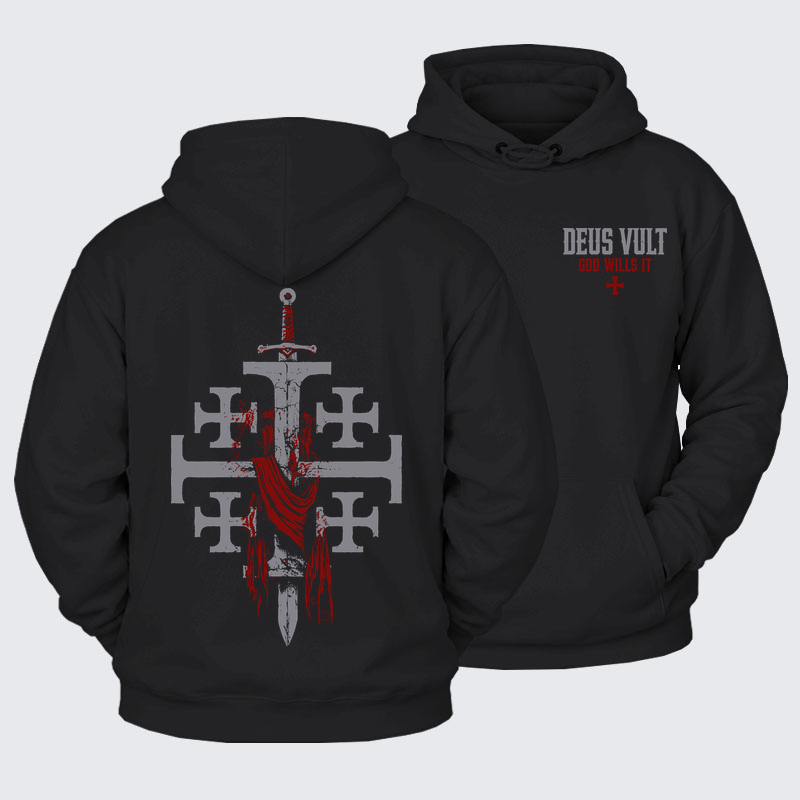 Plush Fleece-Lined Hoodie - Deus Vult: God Wills It