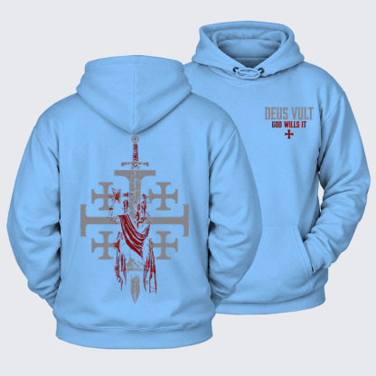 Plush Fleece-Lined Hoodie - Deus Vult: God Wills It