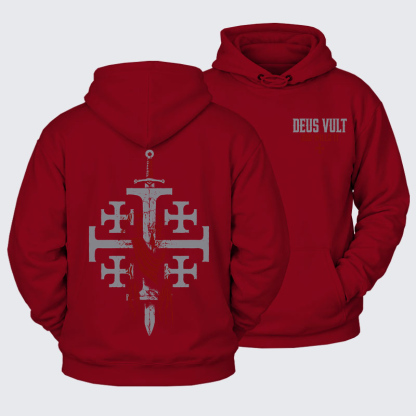 Plush Fleece-Lined Hoodie - Deus Vult: God Wills It