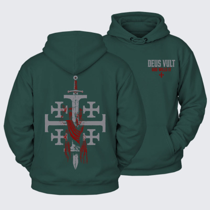 Plush Fleece-Lined Hoodie - Deus Vult: God Wills It