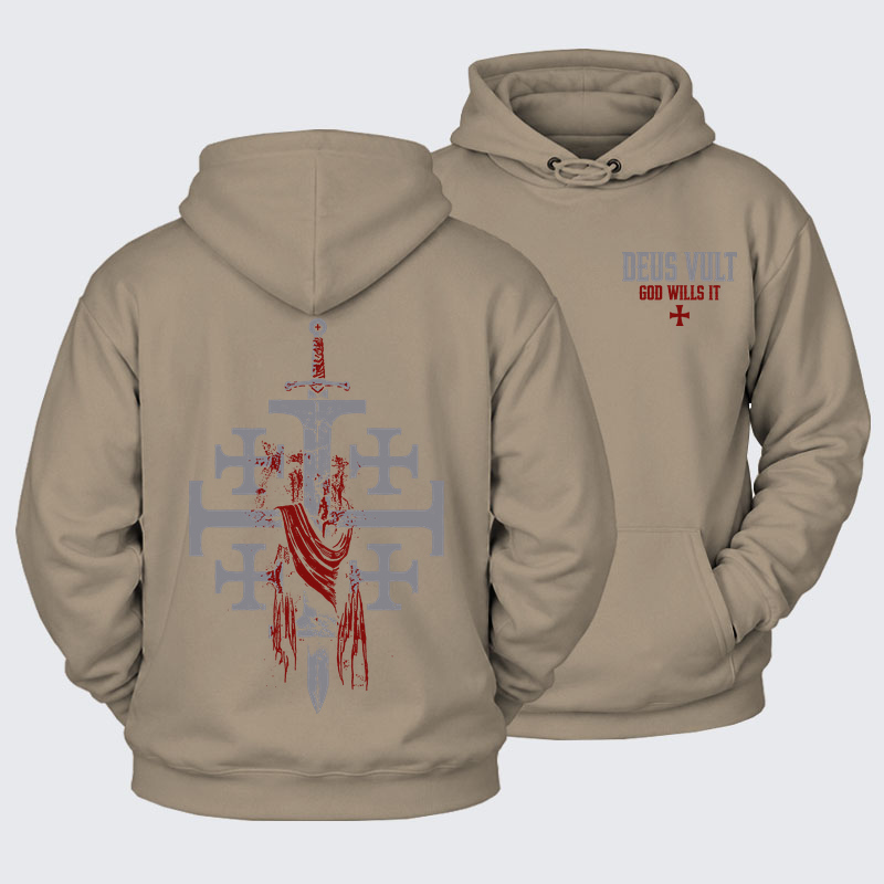 Plush Fleece-Lined Hoodie - Deus Vult: God Wills It