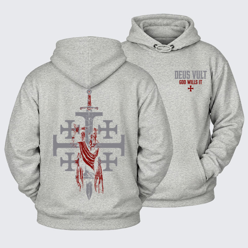 Plush Fleece-Lined Hoodie - Deus Vult: God Wills It