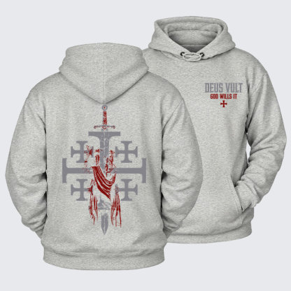 Plush Fleece-Lined Hoodie - Deus Vult: God Wills It