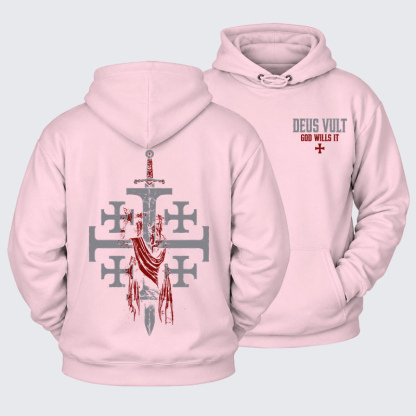 Plush Fleece-Lined Hoodie - Deus Vult: God Wills It