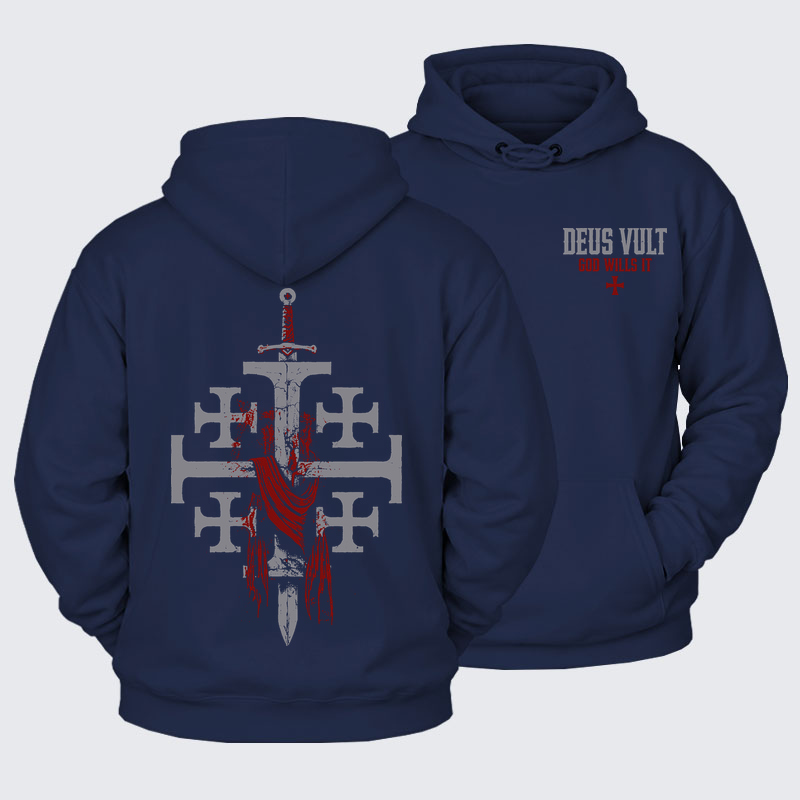 Plush Fleece-Lined Hoodie - Deus Vult: God Wills It