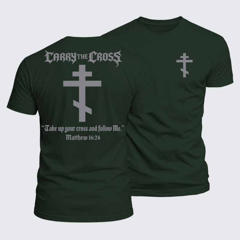 Luxe Mercerized Cotton Tee - Carry the Cross – Matthew 16:24 Orthodox Cross