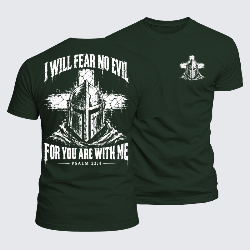 Luxe Mercerized Cotton Tee - I Will Fear No Evil – Psalm 23:4 Christian Warrior