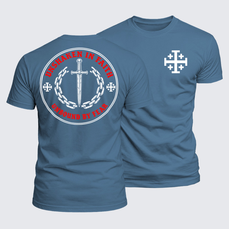 Luxe Mercerized Cotton Tee - Unshaken in Faith – Jerusalem Cross & Sword 