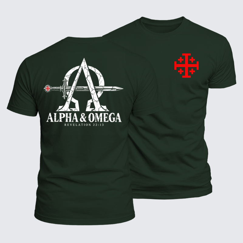 Luxe Mercerized Cotton Tee - Alpha & Omega – Revelation 22:13 Christian Warrior