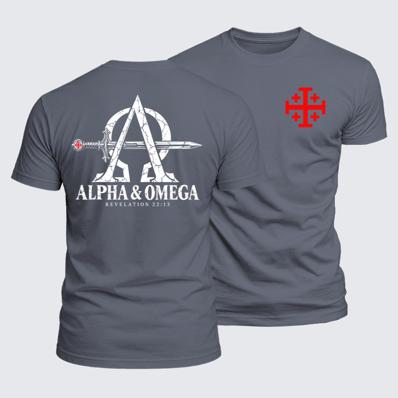 Luxe Mercerized Cotton Tee - Alpha & Omega – Revelation 22:13 Christian Warrior