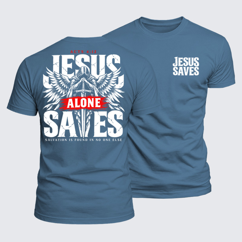 Luxe Mercerized Cotton Tee - Jesus Alone Saves – Acts 4:12 Christian Warrior