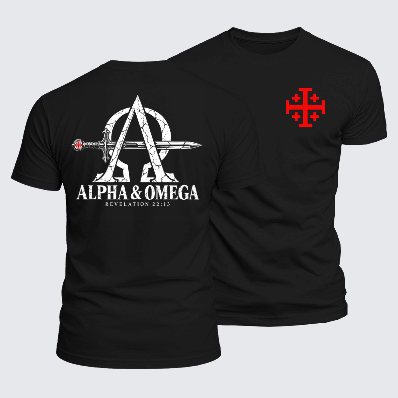 Luxe Mercerized Cotton Tee - Alpha & Omega – Revelation 22:13 Christian Warrior