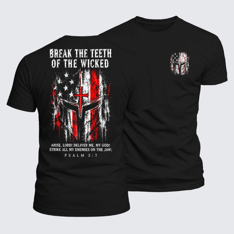 Luxe Mercerized Cotton Tee - Break the Teeth of the Wicked – Psalm 3:7 Christian Warrior