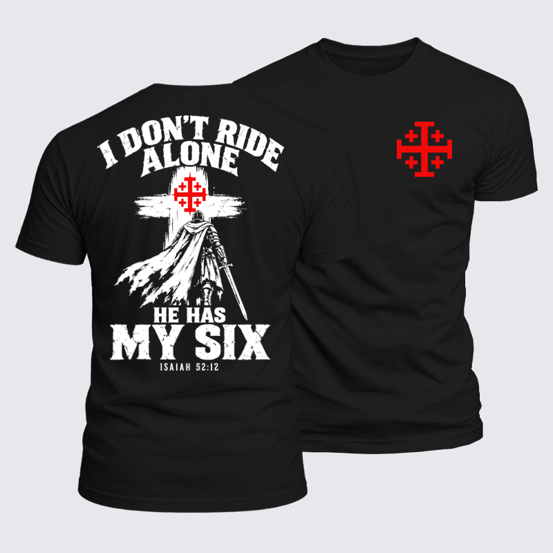 Luxe Mercerized Cotton Tee -I Don’t Ride Alone – Isaiah 52:12 Christian Warrior