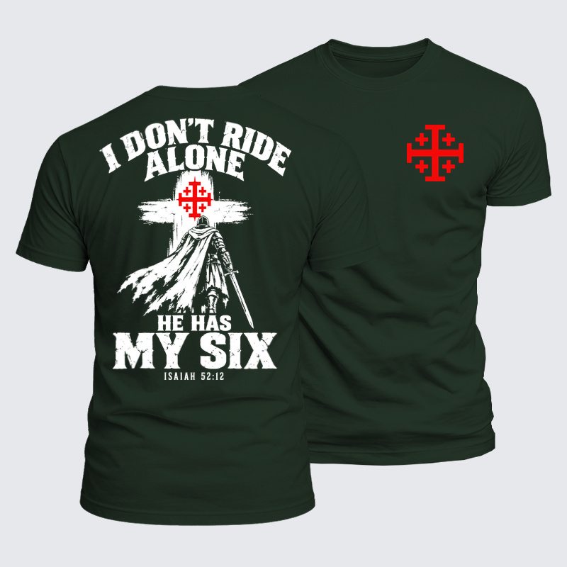 Luxe Mercerized Cotton Tee -I Don’t Ride Alone – Isaiah 52:12 Christian Warrior