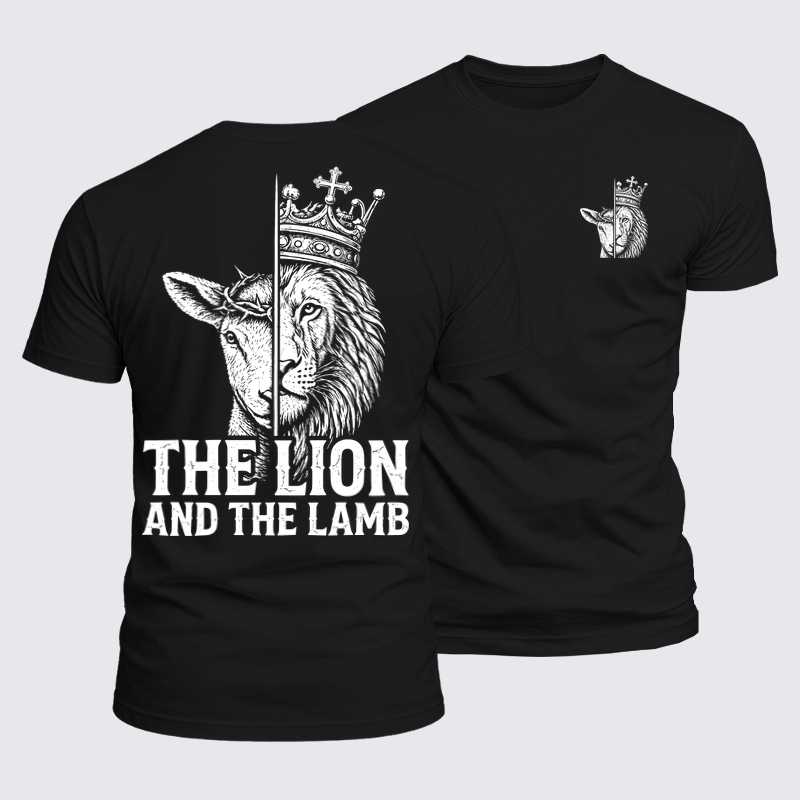 Luxe Mercerized Cotton Tee - The Lion and the Lamb – Crown of Thorns & King’s Crown