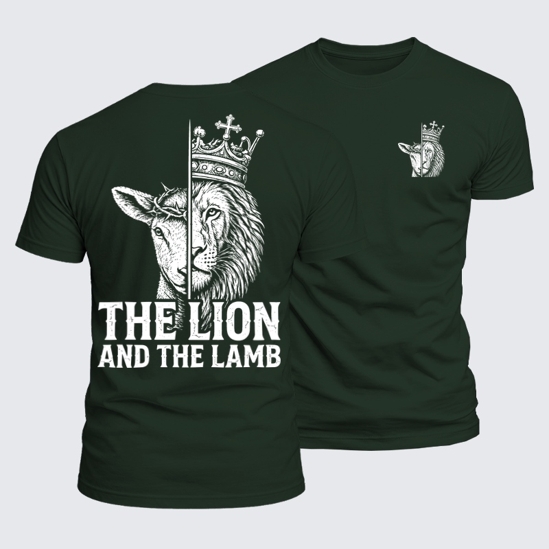 Luxe Mercerized Cotton Tee - The Lion and the Lamb – Crown of Thorns & King’s Crown