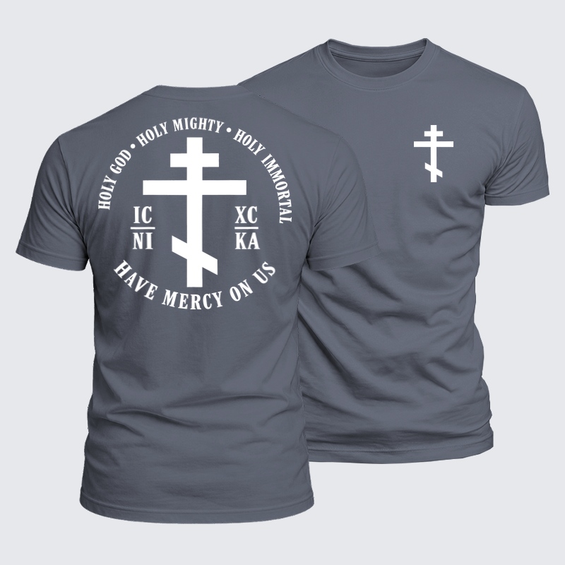 Luxe Mercerized Cotton Tee - Holy God, Holy Mighty, Holy Immortal – Orthodox Cross