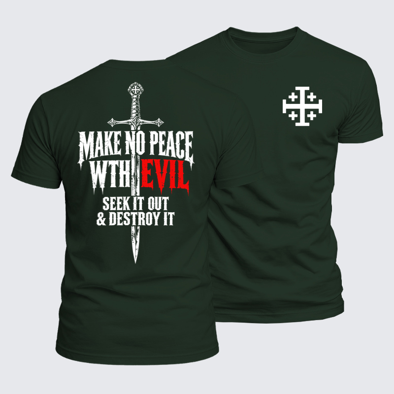 Luxe Mercerized Cotton Tee - Make No Peace With Evil – Christian Warrior Sword