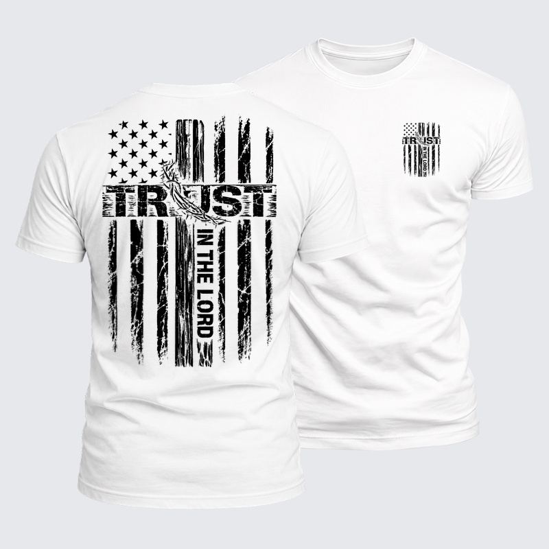 Luxe Mercerized Cotton Tee - Trust in the Lord – Christian Cross American Flag