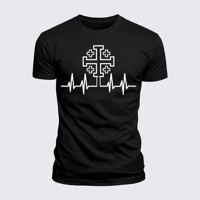 Luxe Mercerized Cotton Tee - Jerusalem Cross Heartbeat