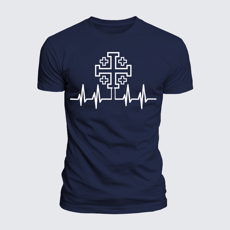 Luxe Mercerized Cotton Tee - Jerusalem Cross Heartbeat
