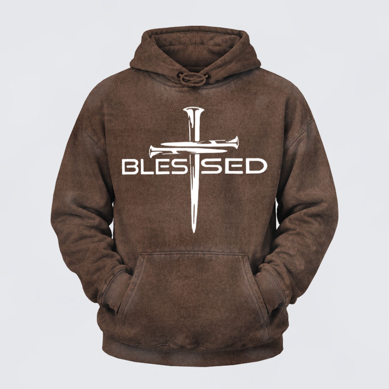 Washed Hoodie - Cross Blessed   
