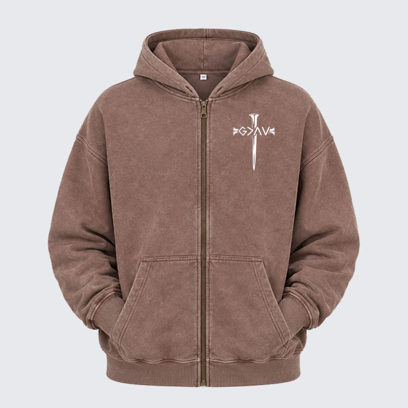 Washed Zip-Up Hoodie - God Is Greater Than Your Highs and Lows   