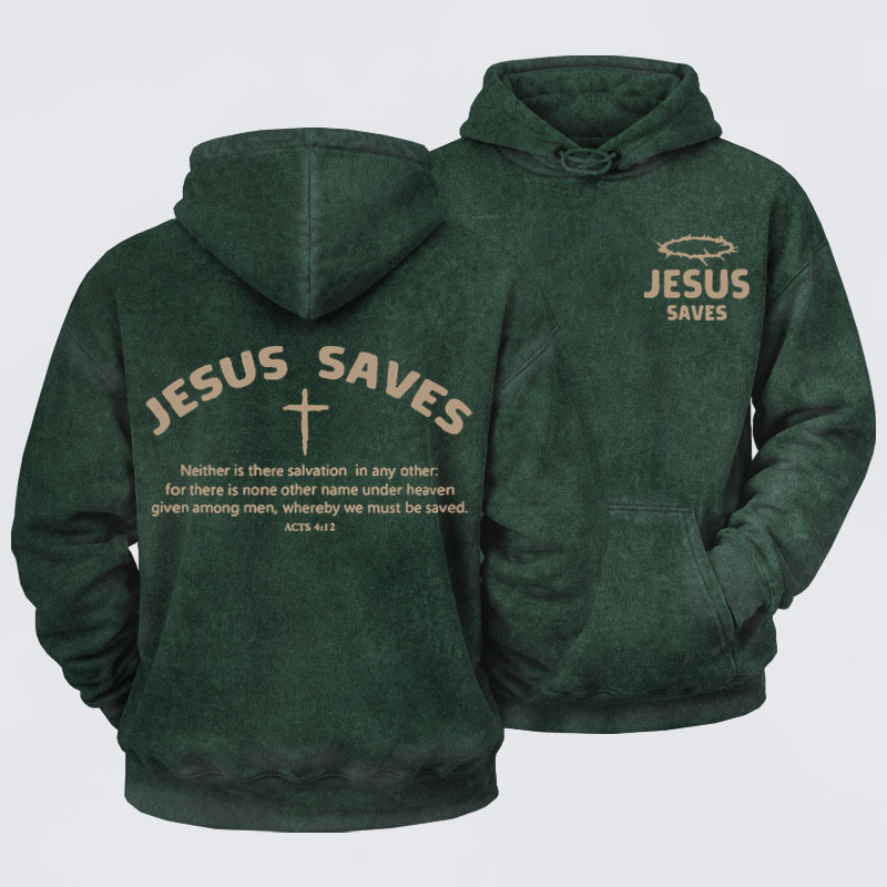 Washed Hoodies-Jesus Saves   