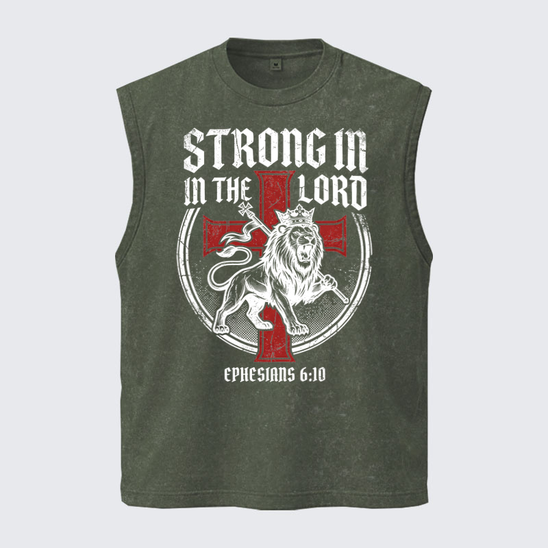 Washed Tanks  - Be Strong in the Lord Ephesians 6:10 Lion   