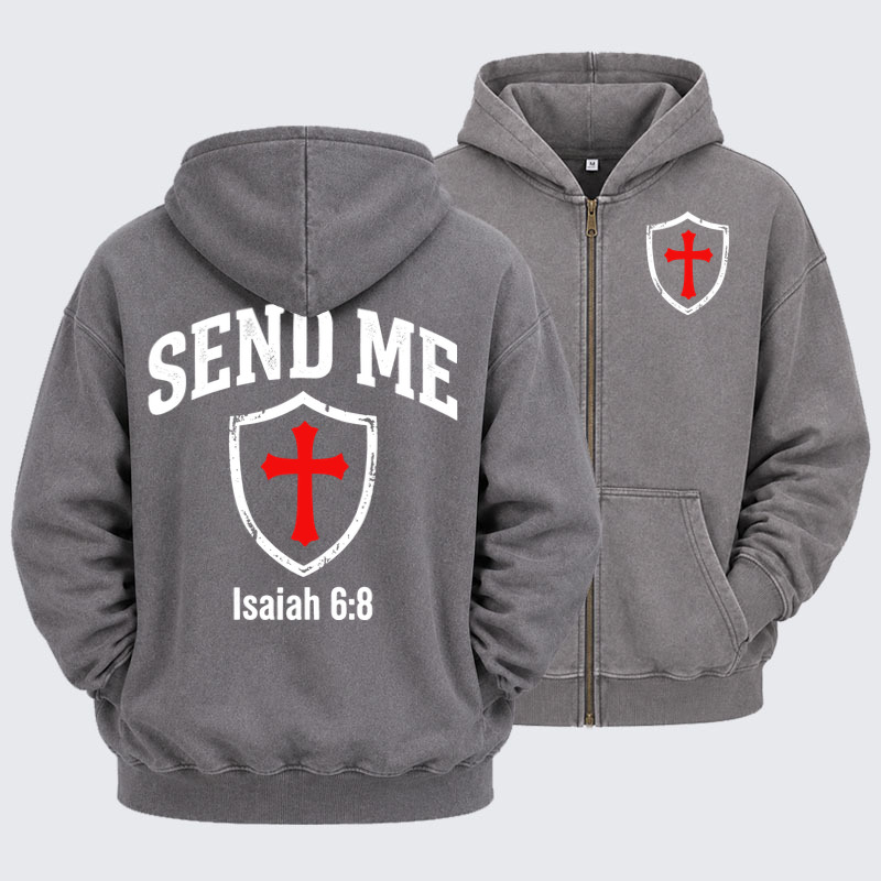 Washed Zip-Up Hoodie - SEND ME   