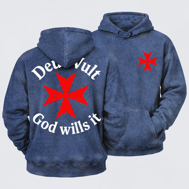 Washed Hoodies-  Deus Vult: God Wills It