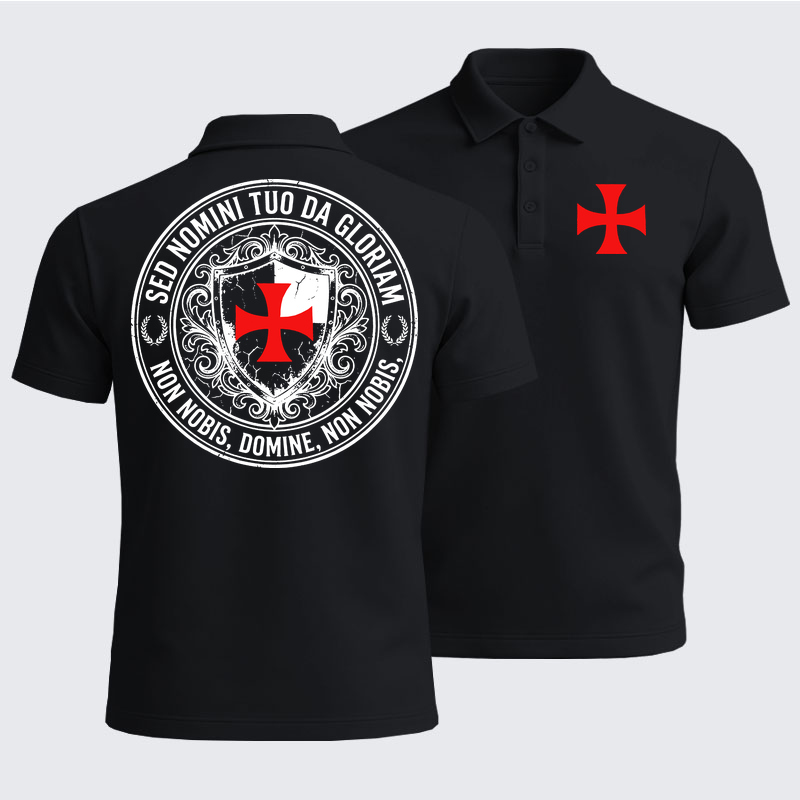 Men’s Premium Cotton Polo Shirt -  Non Nobis Domine, Non Nobis, Sed Nomini Tuo Da Gloriam