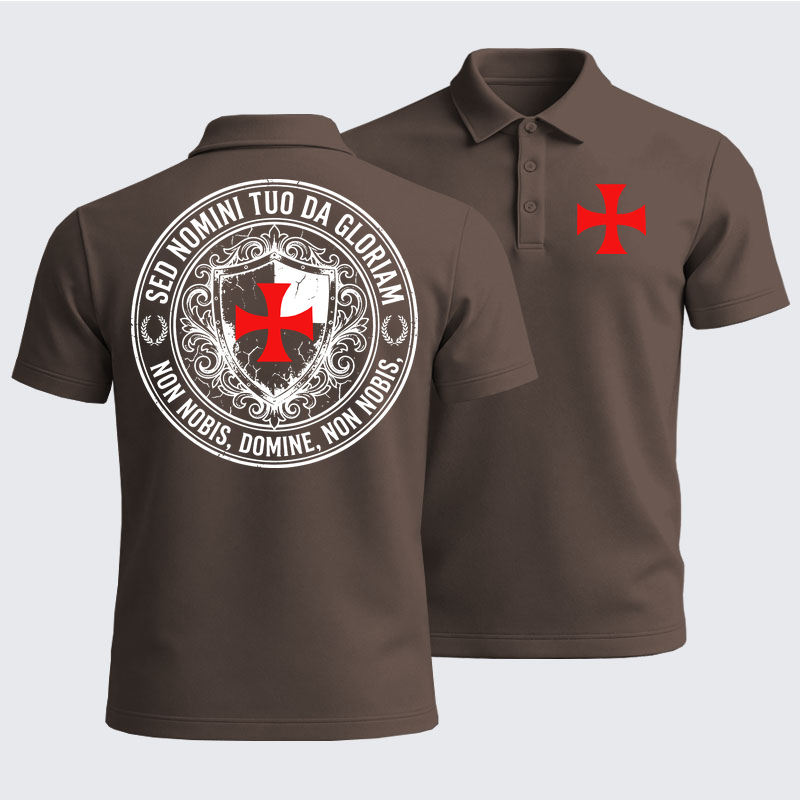Men’s Premium Cotton Polo Shirt -  Non Nobis Domine, Non Nobis, Sed Nomini Tuo Da Gloriam