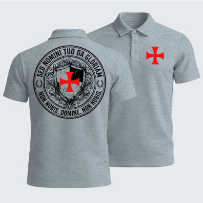Men’s Premium Cotton Polo Shirt -  Non Nobis Domine, Non Nobis, Sed Nomini Tuo Da Gloriam