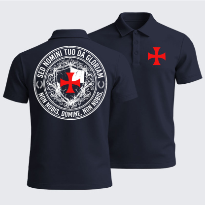 Men’s Premium Cotton Polo Shirt -  Non Nobis Domine, Non Nobis, Sed Nomini Tuo Da Gloriam